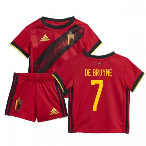 Belgien Kevin De Bruyne #7 Replika Hemmatröja EM 2020 Barn Kortärmad Röd (+ Korta byxor)