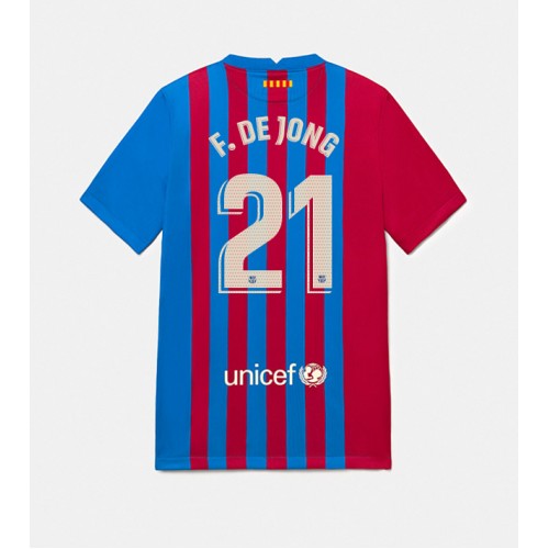 Billiga FC Barcelona Frenkie de Jong #21 Replika Hemmatröja 2021/22 Kortärmad för Herr rea
