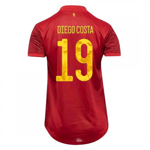 Billiga Spanien Diego Costa #19 Replika Hemmatröja EM 2020 Kortärmad Fotbollskläder För Dam Rea
