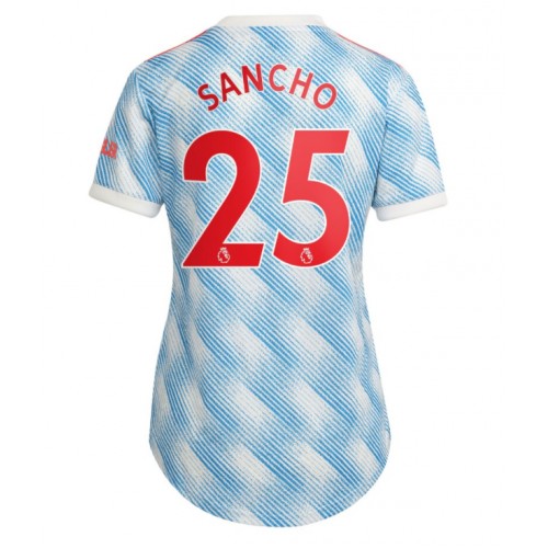 Billigt Manchester United Jadon Sancho #25 Replika Bortatröja Damer 2021/22 Kortärmad Kortärmad For Rea