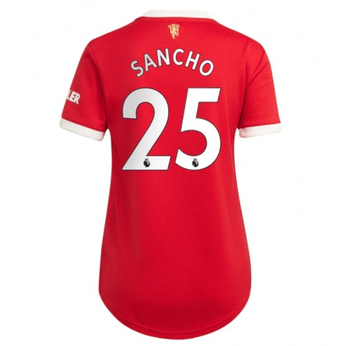 Billigt Manchester United Jadon Sancho #25 Replika Hemmatröja 2021/22 Damer Röd Kortärmad For Rea