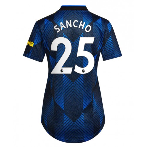 Billigt Manchester United Jadon Sancho #25 Replika Tredje Tröja 2021/22 Damer Marinblå Kortärmad For Rea