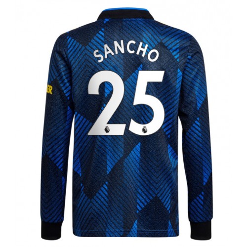 Billigt Manchester United Jadon Sancho #25 Replika Tredje Tröja 2021/22 Marinblå Herr Långärmad For Rea