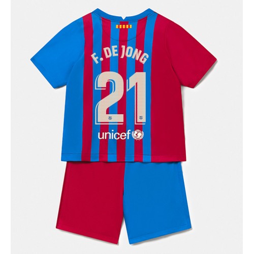 FC Barcelona Frenkie de Jong #21 Replika Hemmatröja Barn 2021/22 Kortärmad (+ Korta byxor) för Billiga Rea