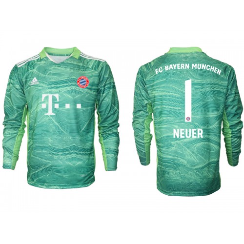 Fuball-Club Bayern München Målvakt Manuel Neuer #1 Replika Tredje Tröja 2021/22 Herr Grön Långärmad