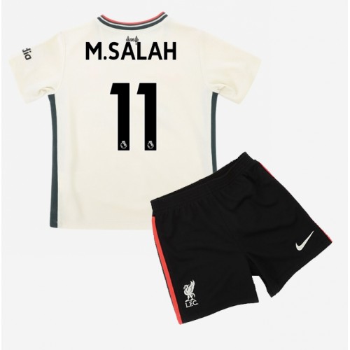Liverpool Mohamed Salah #11 Replika Bortatröja Barn 2021/22 Vit Svart Kortärmad (+ Korta byxor) Billigt For Rea