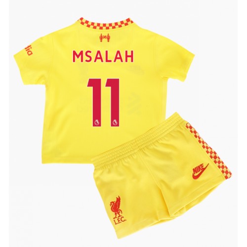 Liverpool Mohamed Salah #11 Replika Tredje Tröja 2021/22 Barn Gul Kortärmad (+ Korta byxor) Billigt For Rea