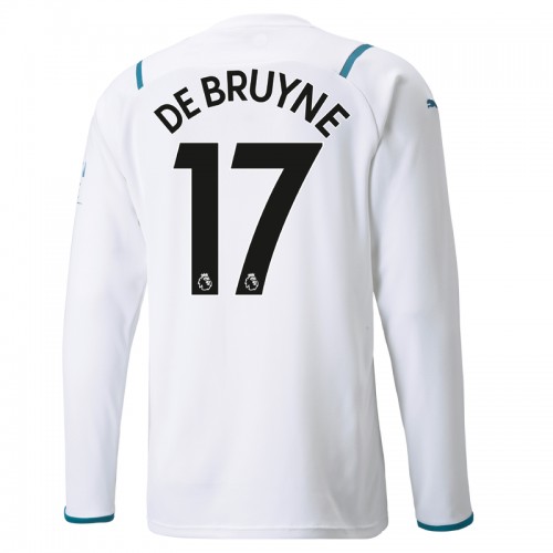 Manchester City F.C. Kevin De Bruyne #17 Replika Bortatröja 2021/22 Herr vit Långärmad