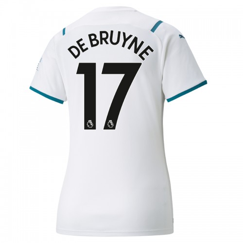 Manchester City F.C. Kevin De Bruyne #17 Replika Bortatröja Damer 2021/22 vit Kortärmad