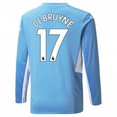 Manchester City F.C. Kevin De Bruyne #17 Replika Hemmatröja 2021/22 blå Herr Långärmad