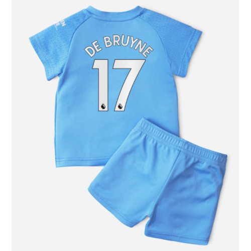 Manchester City F.C. Kevin De Bruyne #17 Replika Hemmatröja Barn 2021/22 blå Kortärmad (+ Korta byxor)