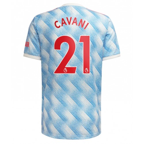 Manchester United Edinson Cavani #21 Replika Bortatröja 2021/22 Vit Blå Kortärmad Herr