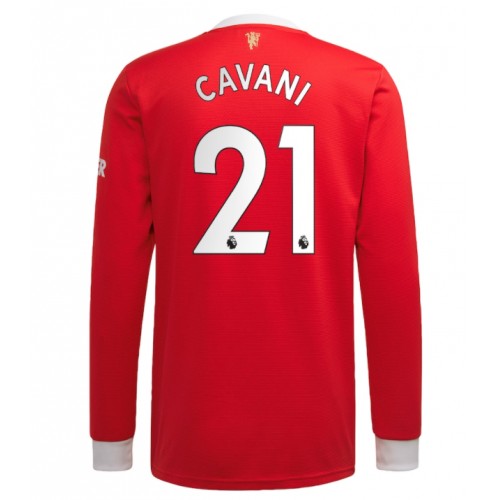Manchester United Edinson Cavani #21 Replika Hemmatröja 2021/22 Röd Långärmad for Herr rea