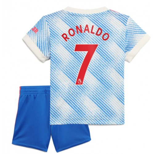 Manchester United F.C. Cristiano Ronaldo #7 Replika Bortatröja Barn Blå vit 2021/22 Kortärmad (+ Korta byxor)