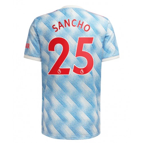 Manchester United Jadon Sancho #25 Replika Bortatröja 2021/22 Vit blå Herr Kortärmad Billigt For Rea