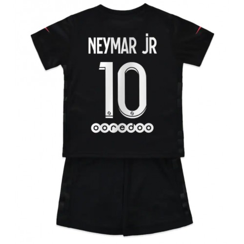 Paris Saint-Germain Neymar Jr #10 Replika Tredje Tröja Barn 2021/22 Svart Kortärmad (+ Korta byxor)