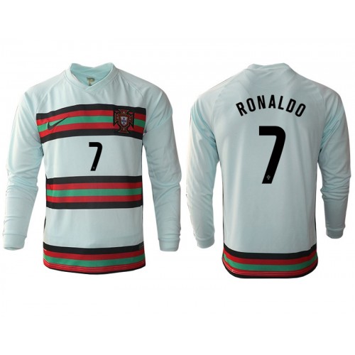 Portugal Cristiano Ronaldo #7 Replika Bortatröja EM 2020 Långärmad Herr