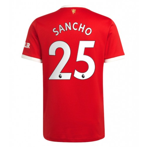 Röd Manchester United Jadon Sancho #25 Replika Hemmatröja 2021/22 Herr Kortärmad Billigt For Rea
