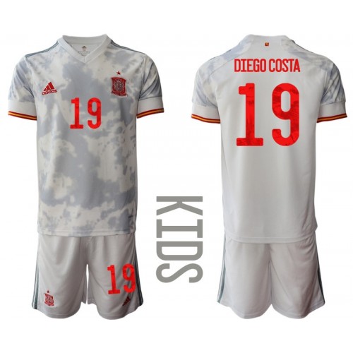 Spanien Diego Costa #19 Replika Bortatröja EM 2020 Barn Kortärmad (+ Korta byxor) För Rea