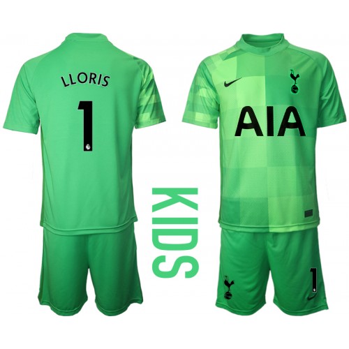 Tottenham Hotspur F.C. Målvakt Hugo Lloris #1 Replika Hemmatröja Barn 2021/22 Grön Kortärmad (+ Korta byxor)
