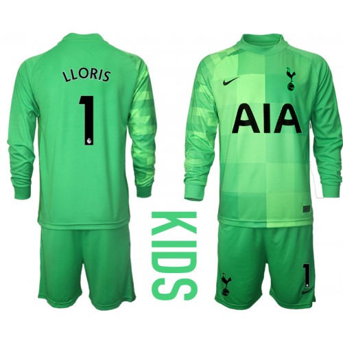 Tottenham Hotspur F.C. Målvakt Hugo Lloris #1 Replika Hemmatröja Barn 2021/22 Grön Långärmad (+ Korta byxor)