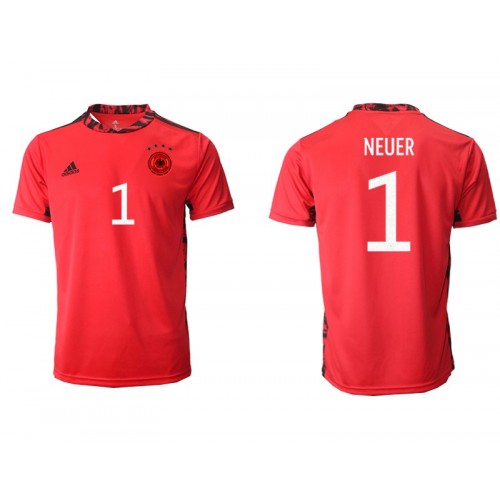 Tyskland Målvakt Manuel Neuer Röd #1 Replika Bortatröja EM tröjor 2020 Herr Kortärmad