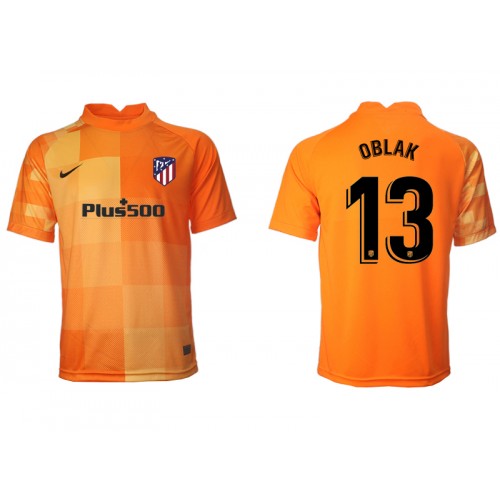 Billigt Atlético Madrid Målvakt Jan Oblak #13 Herr Replika Tredje Tröja 2021/22 Orange Kortärmad