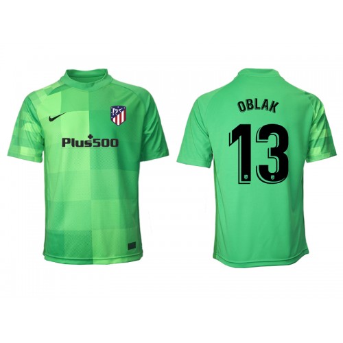 Billigt Atlético Madrid Målvakt Jan Oblak #13 Replika Bortatröja Grön 2021/22 Herr Kortärmad