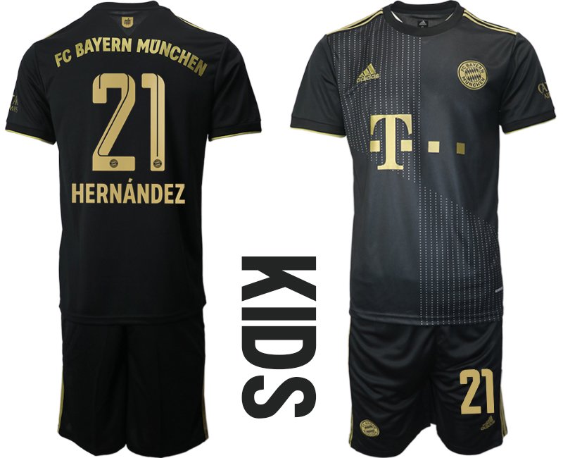 Billiga Fotbollströjor Bayern Munich Bortatröja Kortärmad barn med namn Hernandez 21