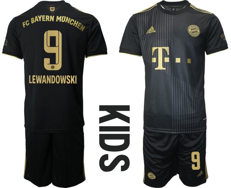 Billiga Fotbollströjor Bayern Munich Bortatröja Kortärmad barn med namn Lewandowski 9