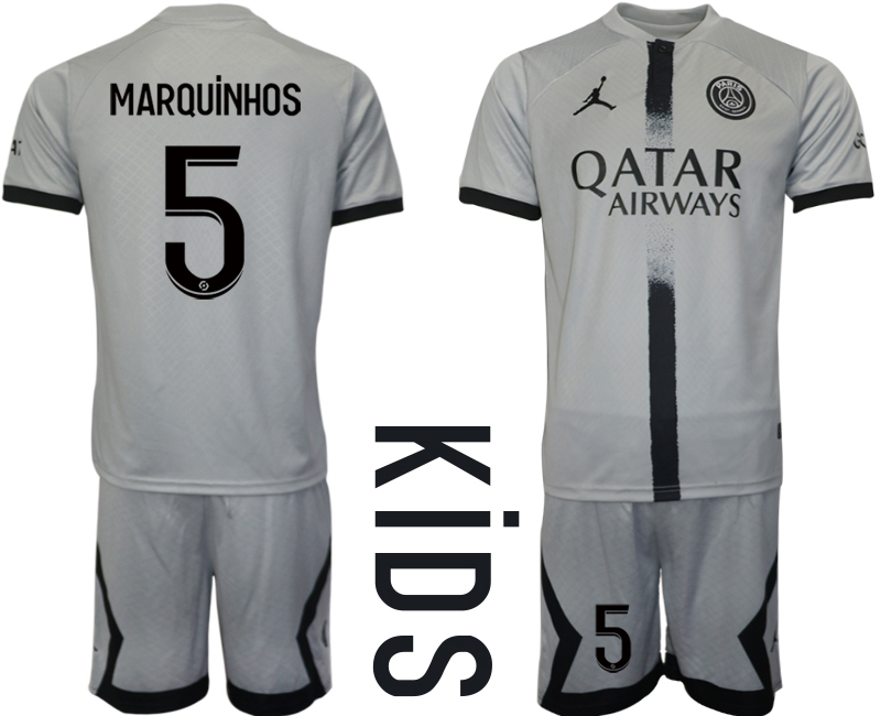 Paris Saint-Germain Bortatröja Barn 2022-23 Kortärmad med namn MARQUiNHOS 5