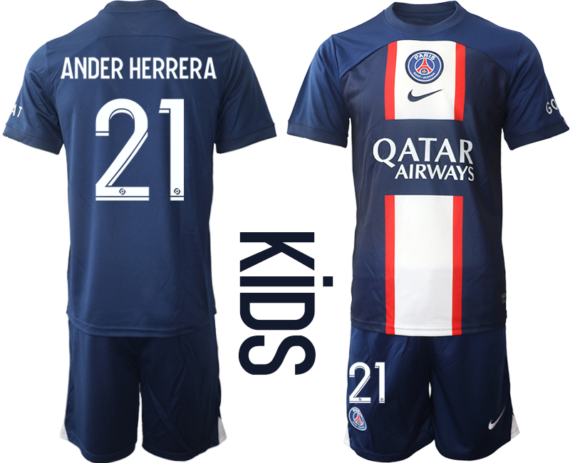 Paris Saint-Germain Hemmatröja Barn 2022-23 Fotbollströja med namn ANDER HERRERA 21