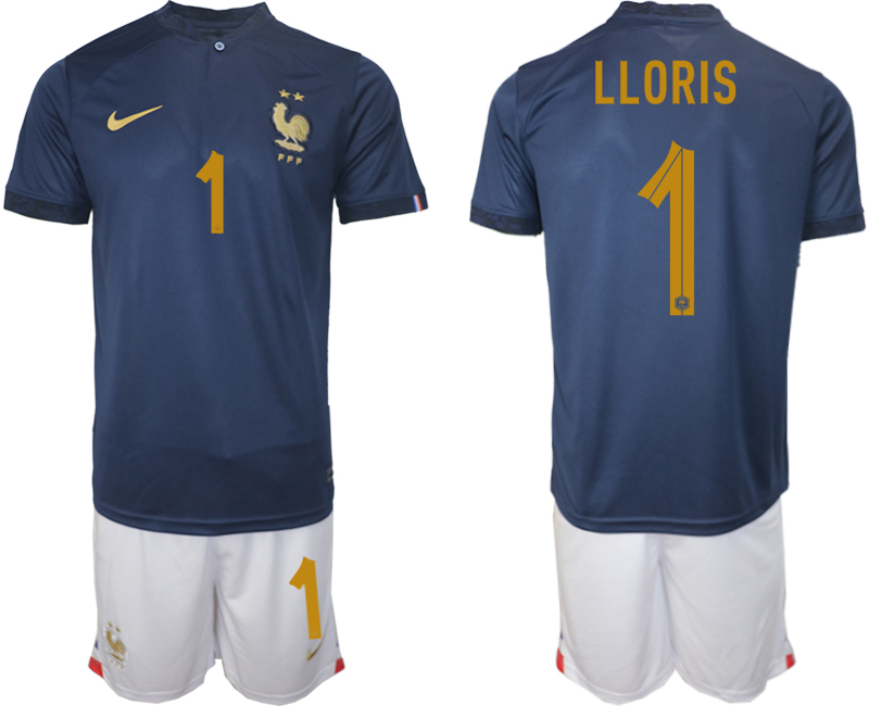 LLORIS #1 Frankrike Hemmatröja VM 2022 Herr Kortärmad + Korta byxor