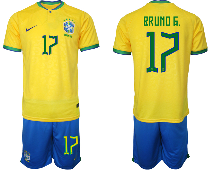 Brasilien Hemmatröja Herr VM 2022 Fotbollströjor med eget namn BRUNO G. 17