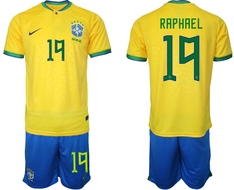 Brasilien Hemmatröja Herr VM 2022 Fotbollströjor med eget namn RAPHAEL 19