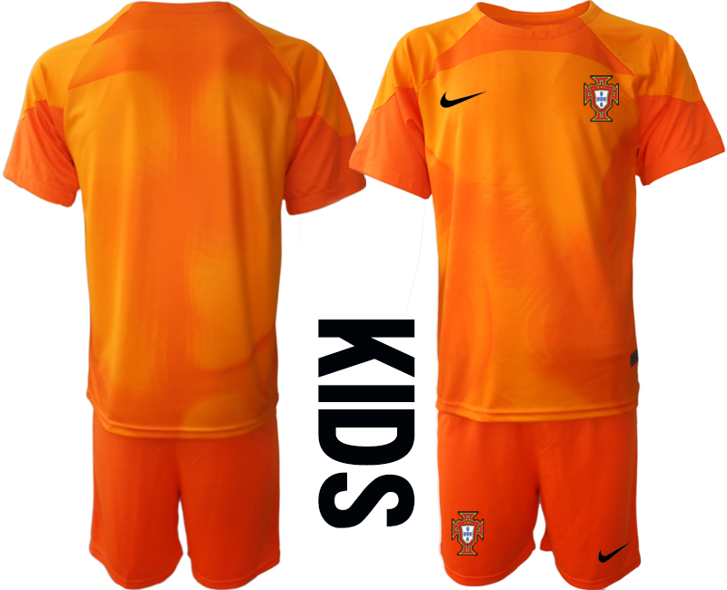 Köpa Portugal Målvaktströja 2023 barn orange Kortärmad + Korta byxor