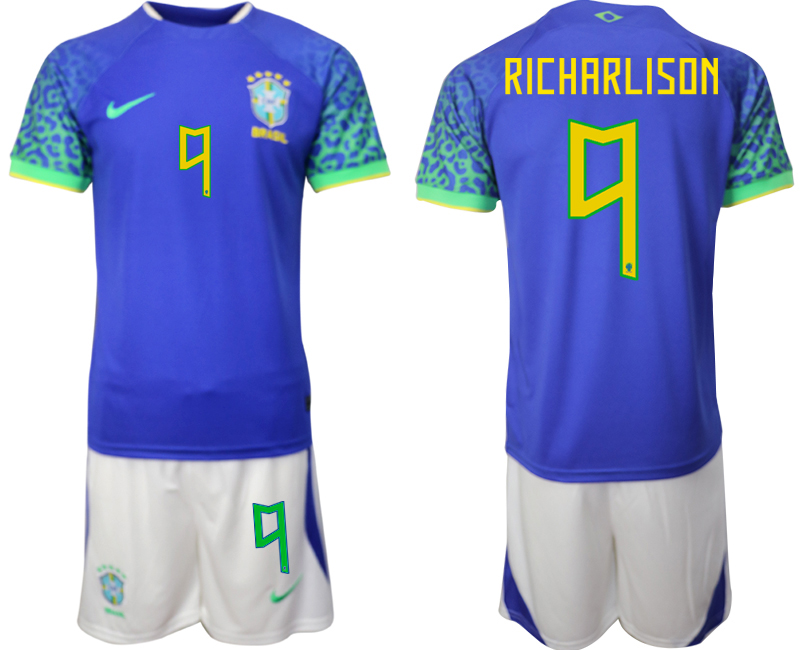 RICHARLISON #9 Herr Brasilien Bortatröja Herr VM 2022 Kortärmad Fotbollströja Set