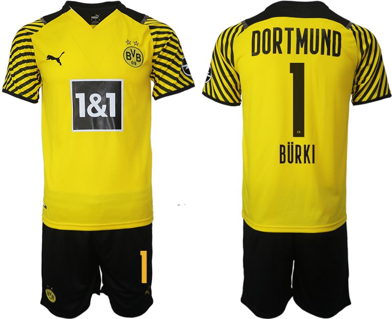 Beställa Fotbollströjor Bürki #1 Borussia Dortmund Hemmatröja Herr 2023 Kortärmad+ Korta byxor