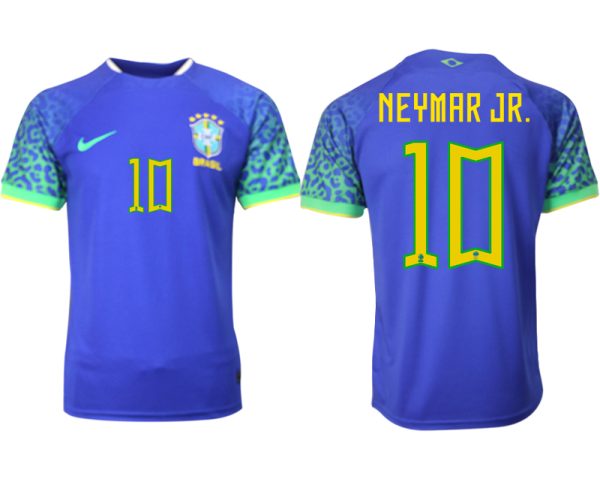 Billiga Brasilien Bortatröja Herr VM 2022 Kortärmad Billiga Fotbollströjor med tryck NEYMAR JR.10