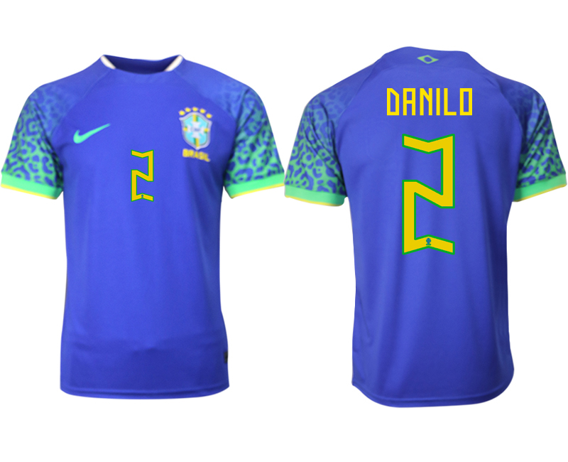 Billigt Brasilien Bortatröja Herr VM 2022 Kortärmad Billiga Fotbollströjor med tryck DANILO 2