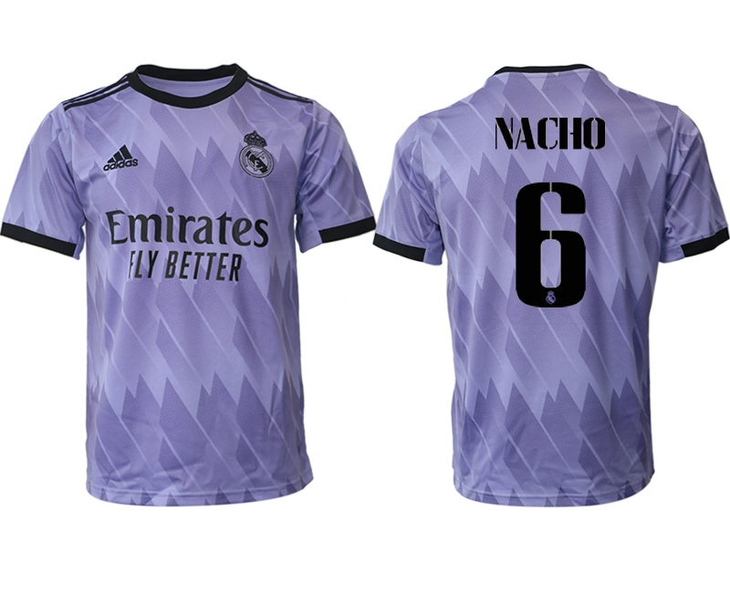 Billigt Real Madrid Bortatröja Herr 2023 Kortärmad Fotbollströjor med tryck NACHO 6