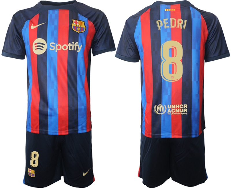 Fotbollströjor Barcelona 2023 Hemmatröja Herr Kortärmad + Korta byxor med tryck PEDRI 8