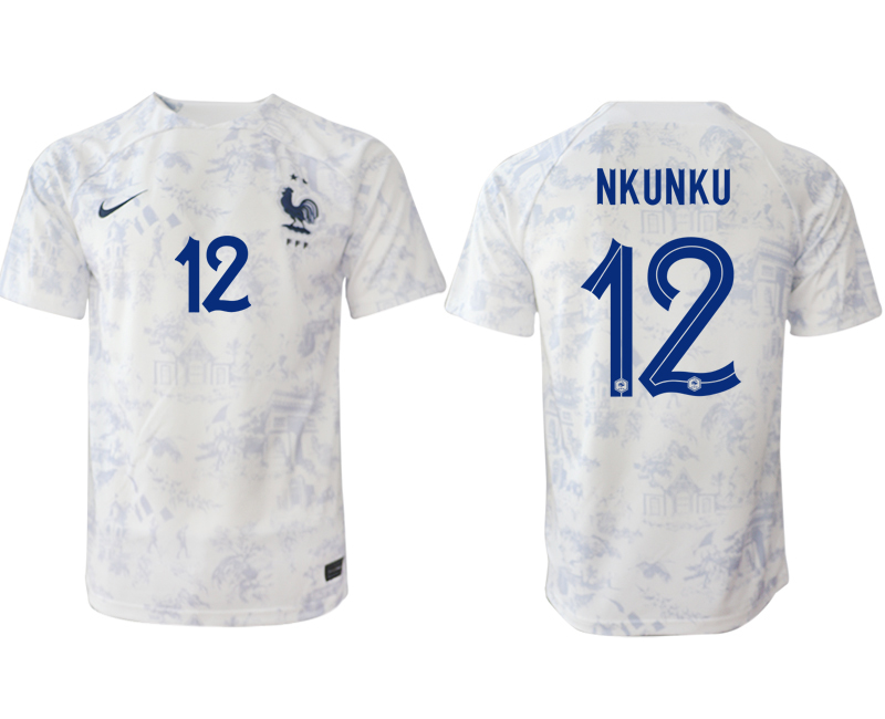Frankrike Bortatröja Herr VM 2022 Kortärmad Fotbollströjor med namn NKUNKU 12