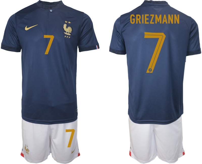 GRIEZMANN #7 Frankrike Hemmatröja VM 2022 Herr Kortärmad + Korta byxor
