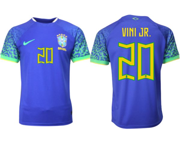 köpa Brasilien Bortatröja Herr VM 2022 Kortärmad Billiga Fotbollströjor med tryck VINI JR.20