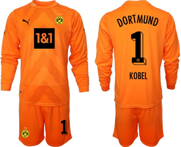 Köpa KOBEL #1 Borussia Dortmund Målvaktströja Herr 2023 orange Långärmad + Korta byxor