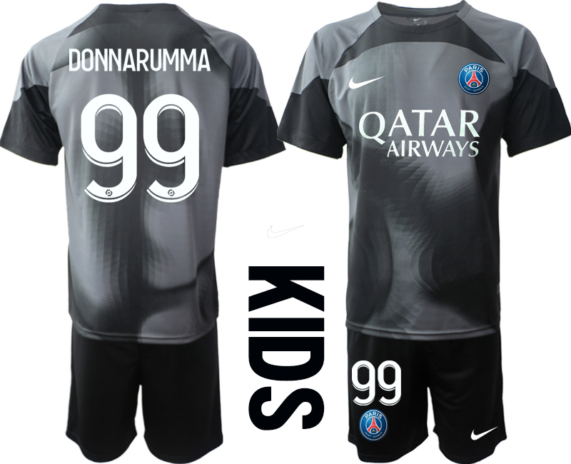 Köpa Paris Saint-Germain PSG Målvakt Barn 2023 svart Kortärmad + Korta byxor med tryck DONNARUMMA 99