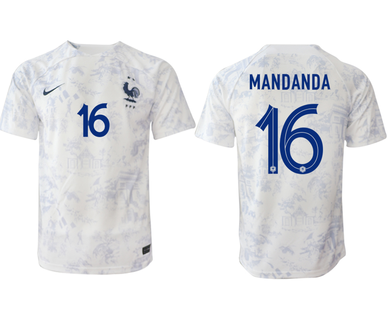 MANDANDA #16 Frankrike Bortatröja Herr VM 2022 Kortärmad Billiga Fotbollströjor