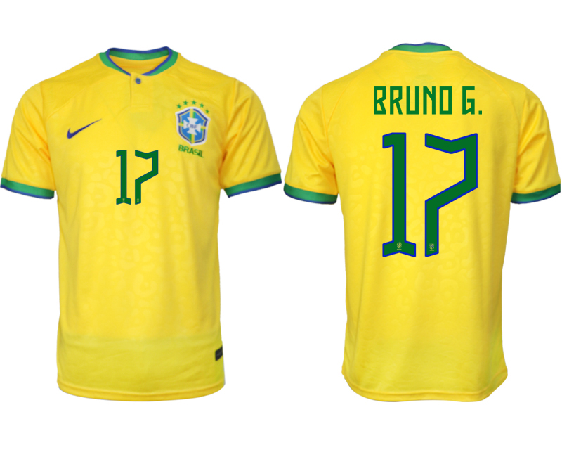 Nya Brasilien Hemmatröja Herr VM 2022 Gul Fotbollströjor med tryck BRUNO G. 17