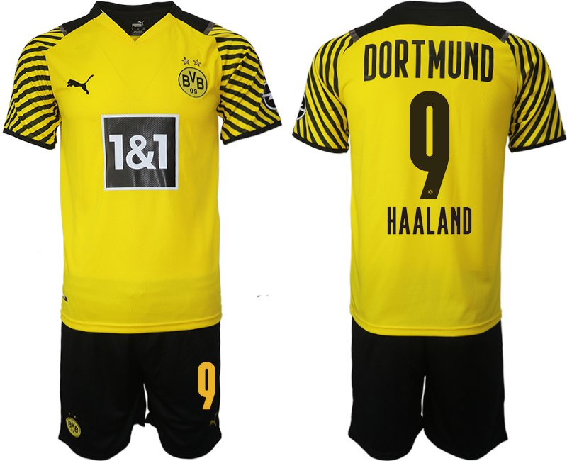 Nya Haaland 9# Borussia Dortmund Hemmatröja Herr 2023 Kortärmad+ Korta byxor